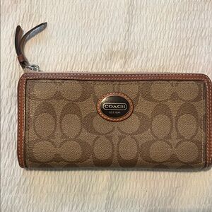 Coach Brown and Tan Logo Wallet